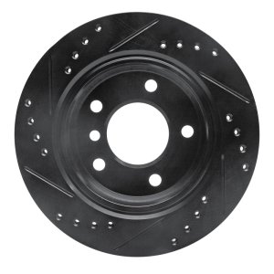BMW 320I Brake Rotor (1) - Rear Right - R1 Concepts - Drilled & Slotted - Black - `96-`05